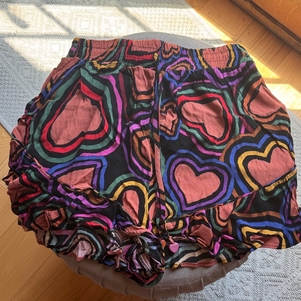 Anthropologie Farm Rio Colorful Heart Patterned Women's Shorts